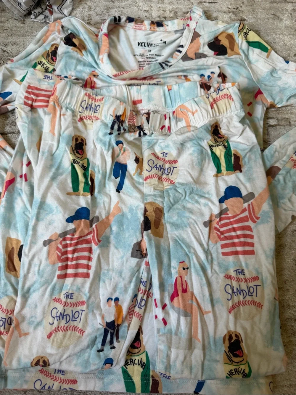 5T - Velveteen Bunny Knots Sandlot Bamboo Graphic Pajama Set - Light Blue